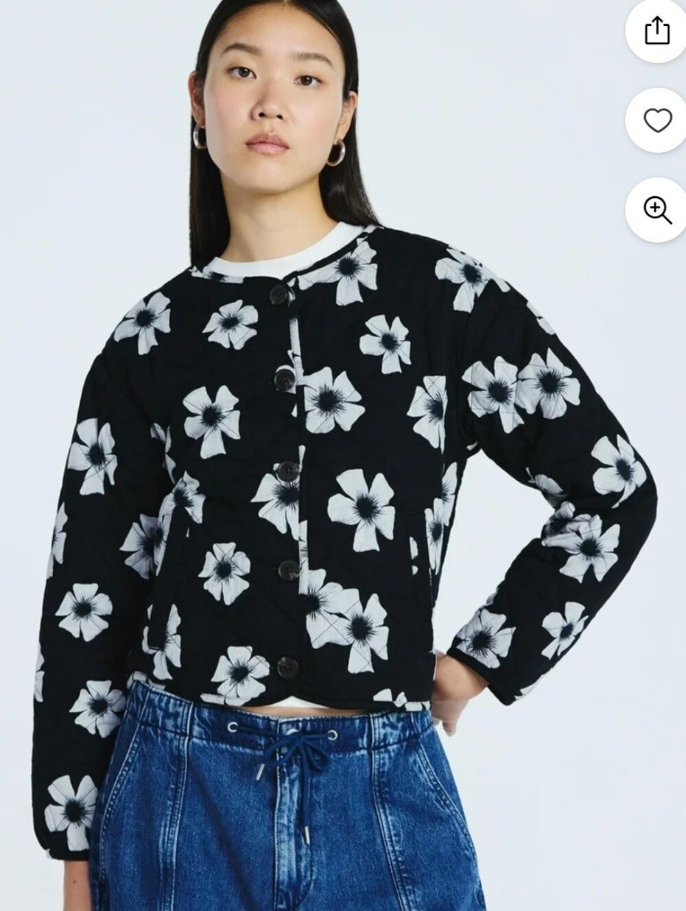 NWT Scoop Sz XXL (20) Cotton Floral Print Quilted Jacket, Lightweight